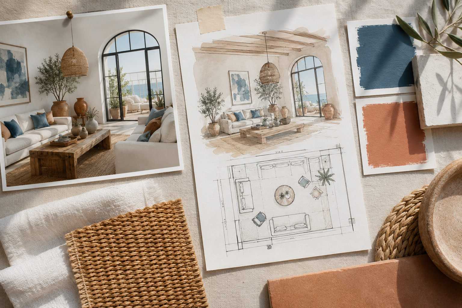 Describe — Tell the studio the room, its light, your budget and the look you want. Keep the pieces you love.