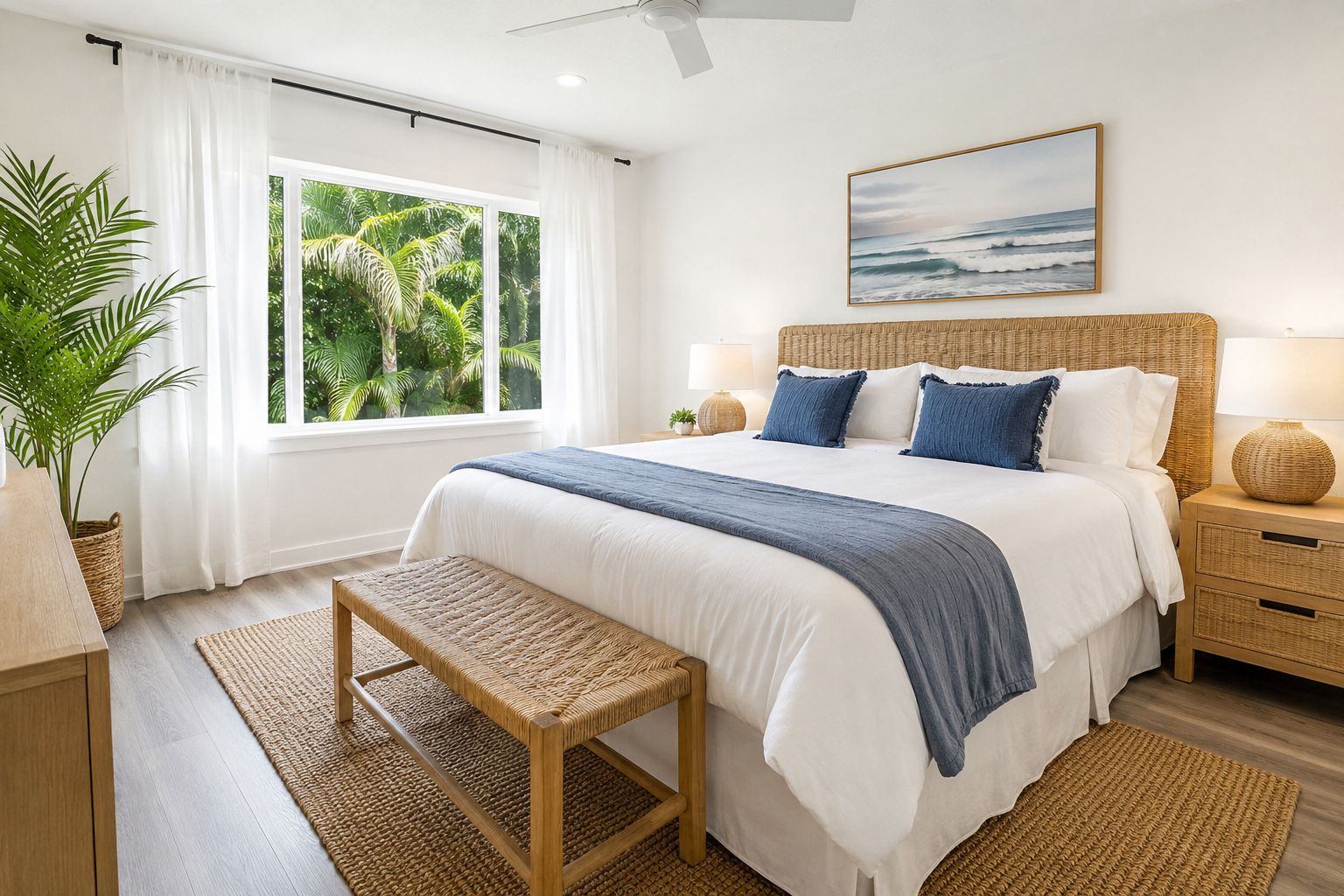 Bright, decluttered spare room staged for a short-stay listing