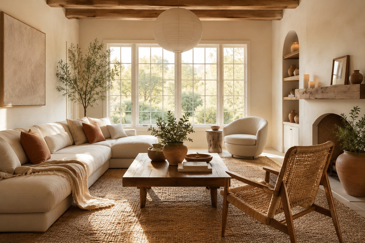 North-facing living room warmed with a Mediterranean palette